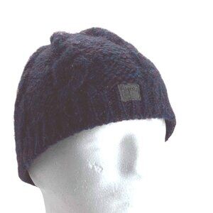 Bula Polartec Ribbed Knit Wool Acrylic Alpaca Blend Cap Hat Beanie Blue Black Re